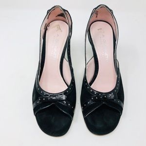 A. GIANNETTI black  suede peep toe heels, made in Italy, size 7.5